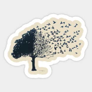 Birds flying away tree peace nature Sticker